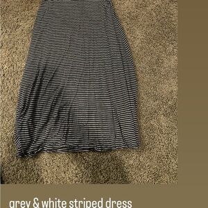 Grey and White Striped Dress